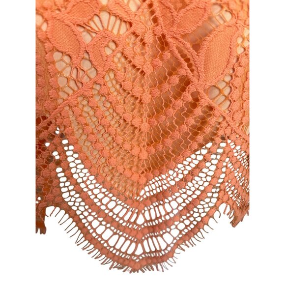 For Love and‎ Lemons Skirt Size Medium Melon Lace Overlay Lined Stretch - Picture 6 of 9